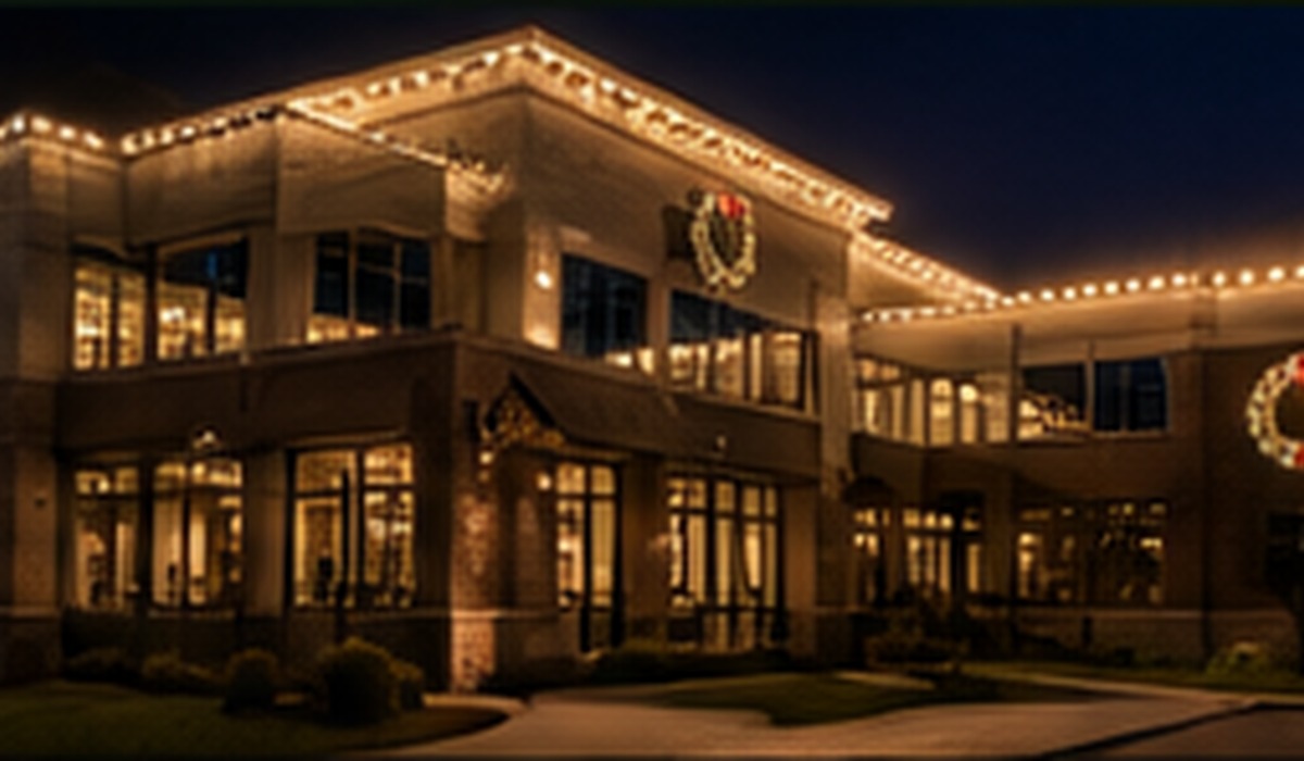 Christmas lighting design inspiration for an office or commercial property