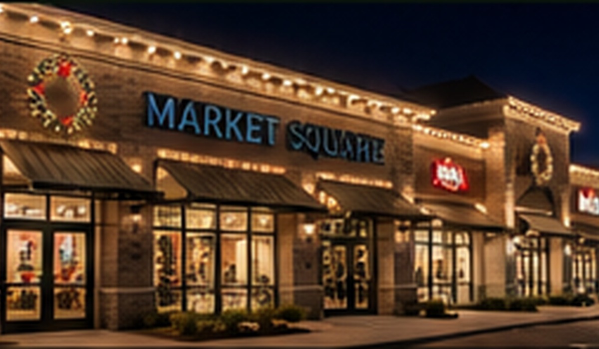 Christmas lighting design inspiration for a retail shopping center